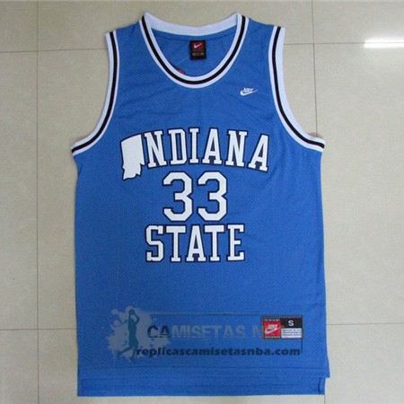 Camiseta NCAA Indiana State Sycamores Larry Bird Azul